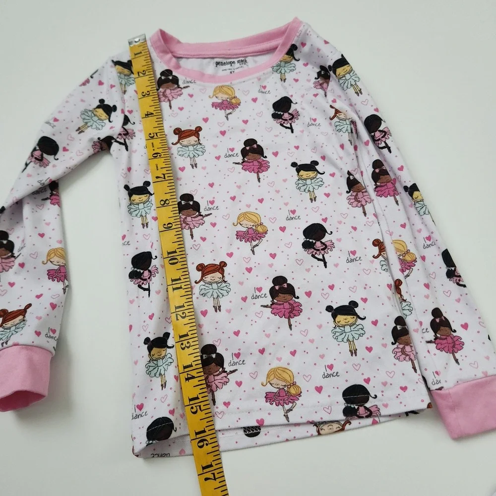 Penelope Mack LTD Girls 4T Ballerina Pajamas Set Pink White Long Sleeve‎ Pants